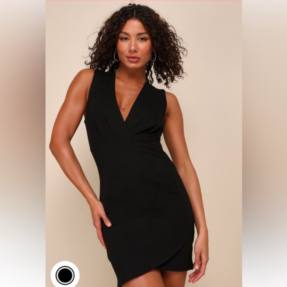 Lulu’s Cocktail hour black sleeves tulip mini dress. Size M. New with tags. - Picture 2 of 7